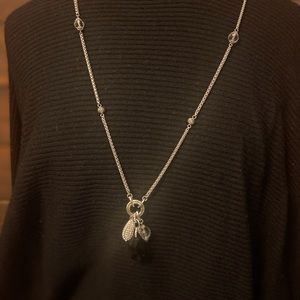 Brighton long layering necklace with clear and black stones